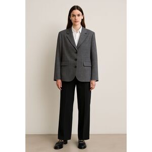 PLAN C Wool/Cotton Three Button Blazer, Melange Blk/Wht, Sz IT 40
